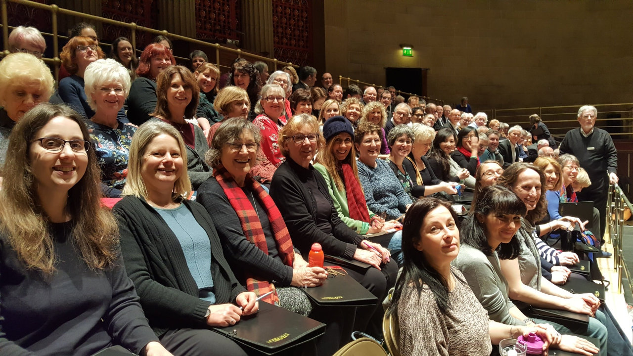 The Sheffield Philharmonic Chorus rehearsing at Sheffield City Hall